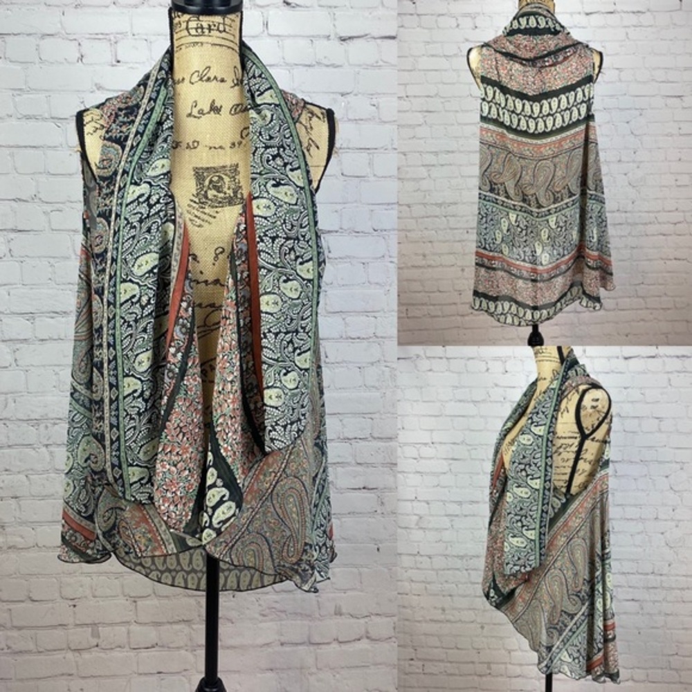NWT Chiffon Boho Print Open Front Kimono